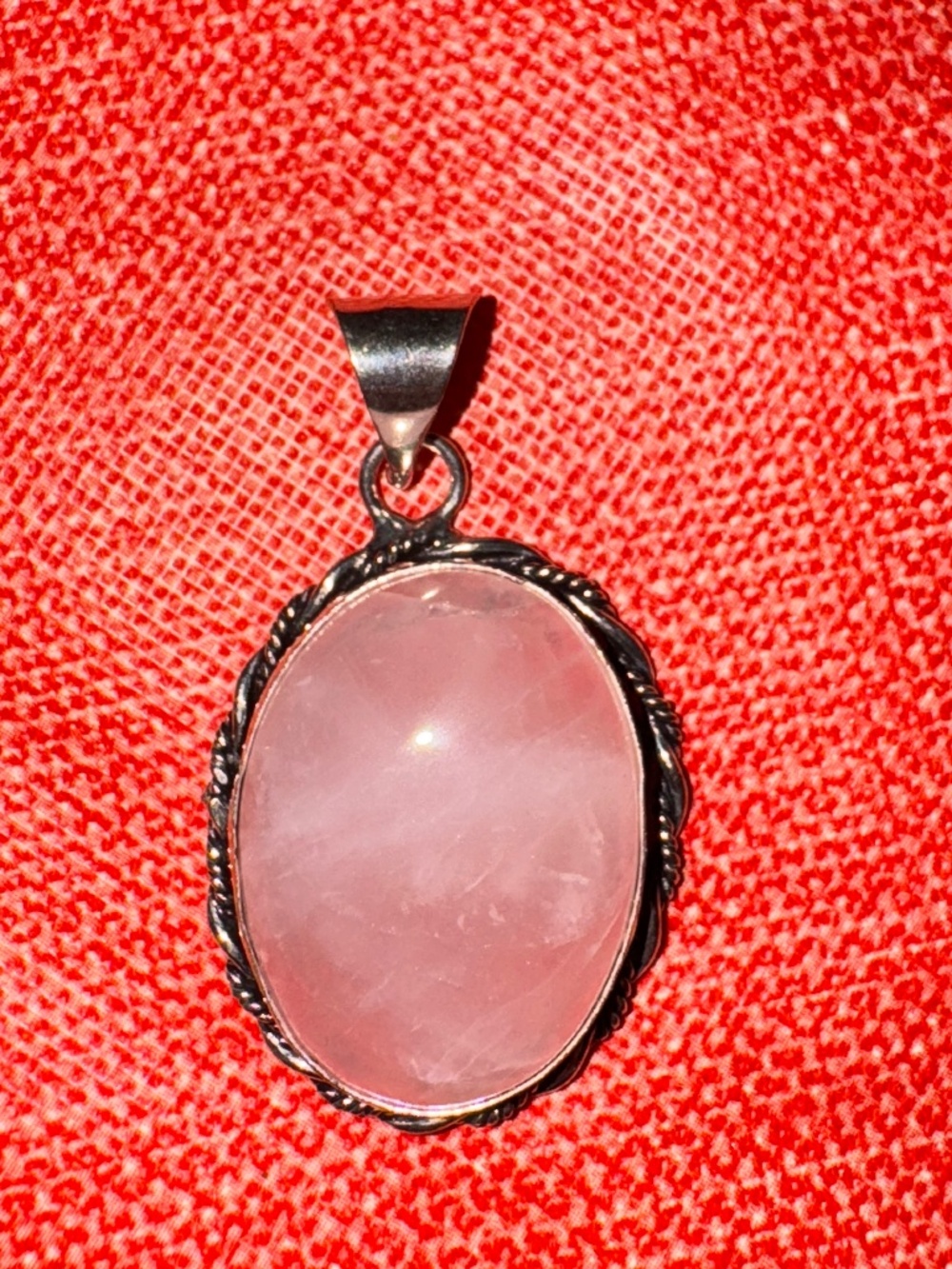 Sterling Silver 925 Plated Rose Quartz Pendant